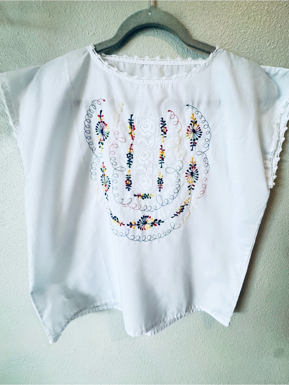 Hand-Embroidered White Mexican Blouse